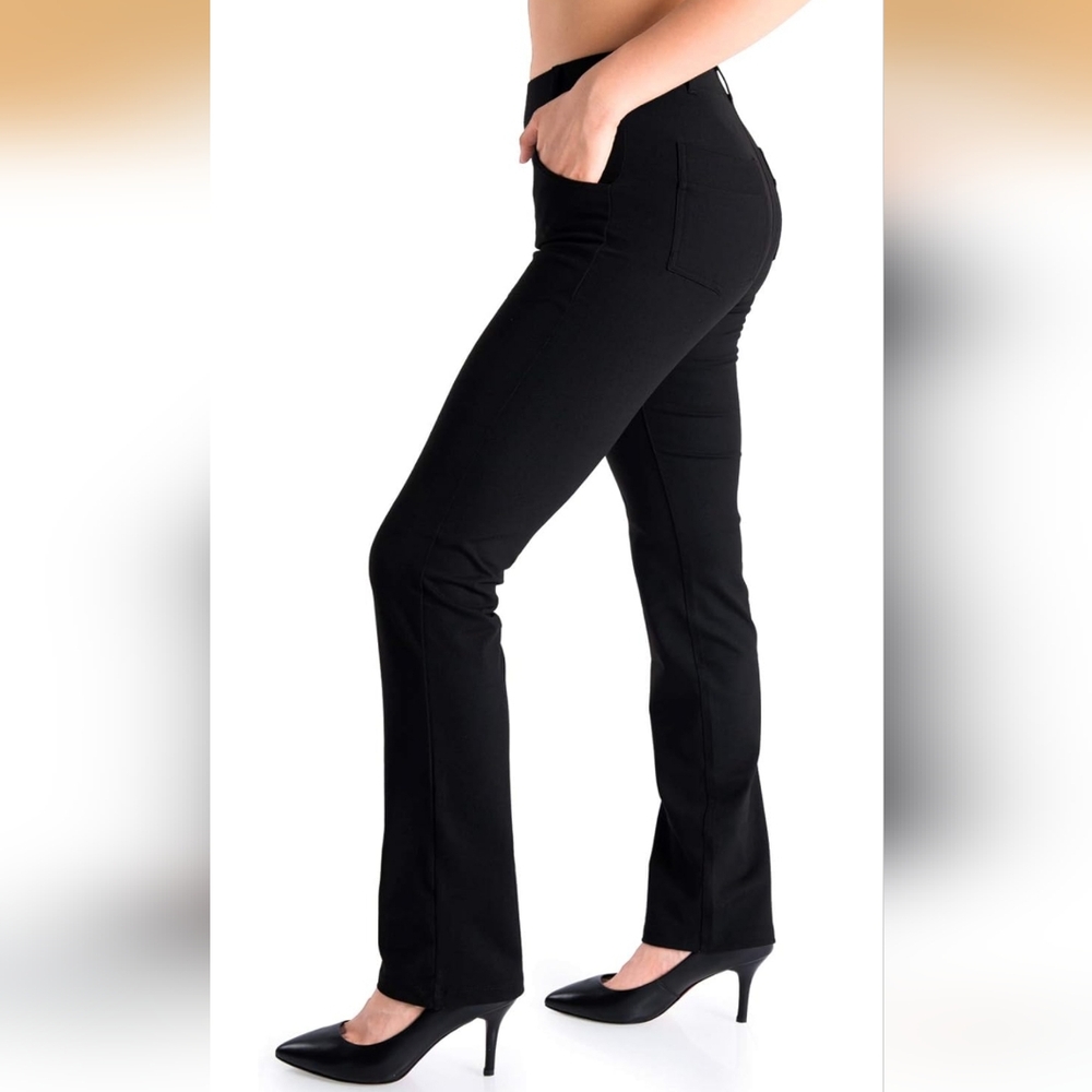 Yogipace Black Straight Leg Yoga Pants Size Large 33" Inseam